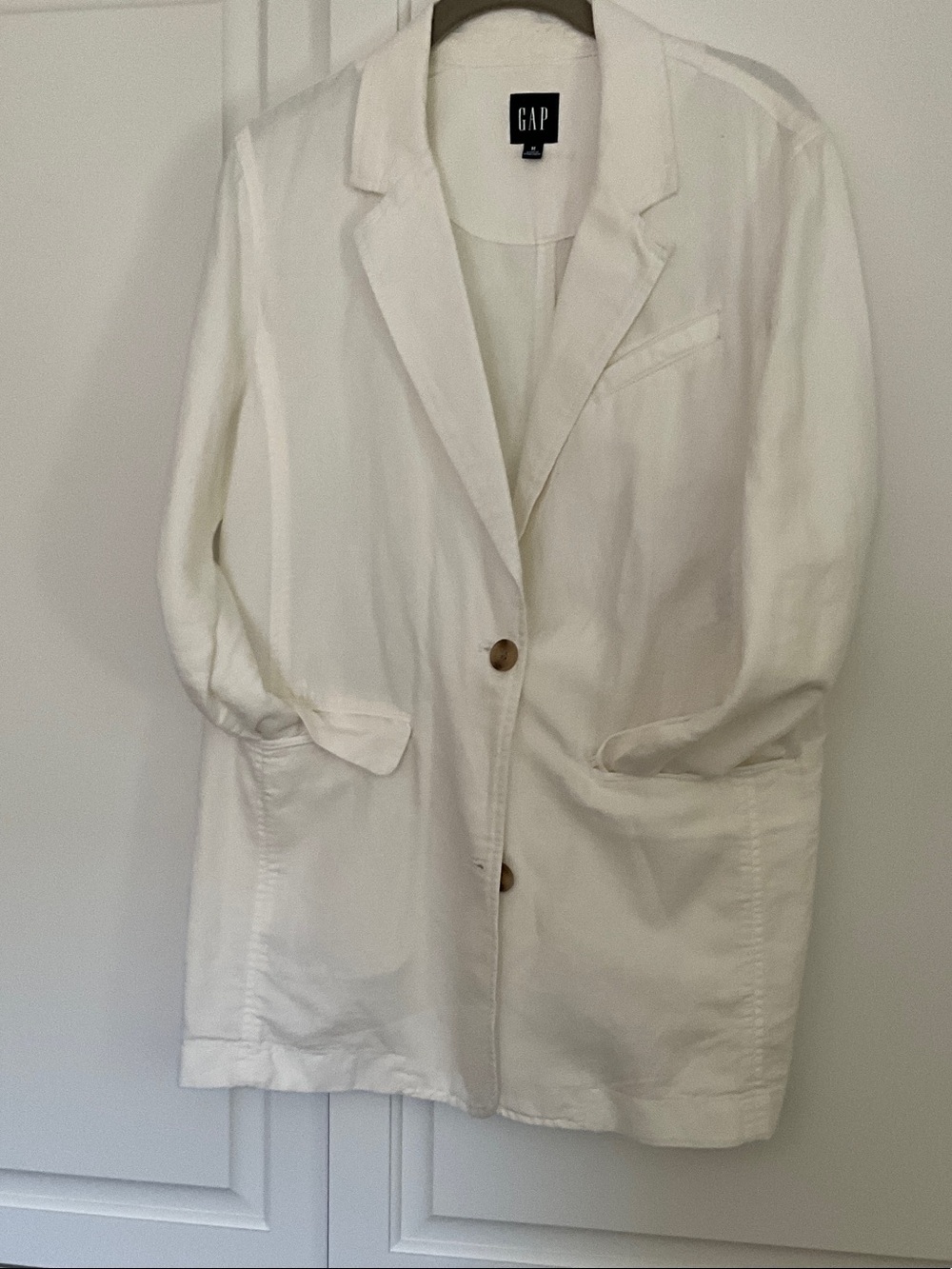 GAP Women's White Single-Breasted Linen Blazer
